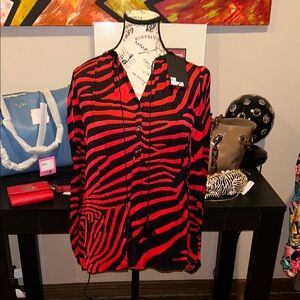 The Kooples Red & Black Zebra Print Blouse nwt size 1-small